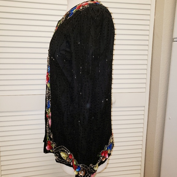 FELICITY Vintage Beaded Silk Evening Jacket. S/P - Picture 4 of 8